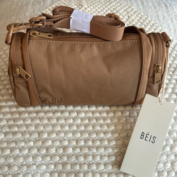 BEIS Camel Tan Expandable Crossbody Charm Bag with Adjustable Shoulder Strap nwt - Picture 7 of 12